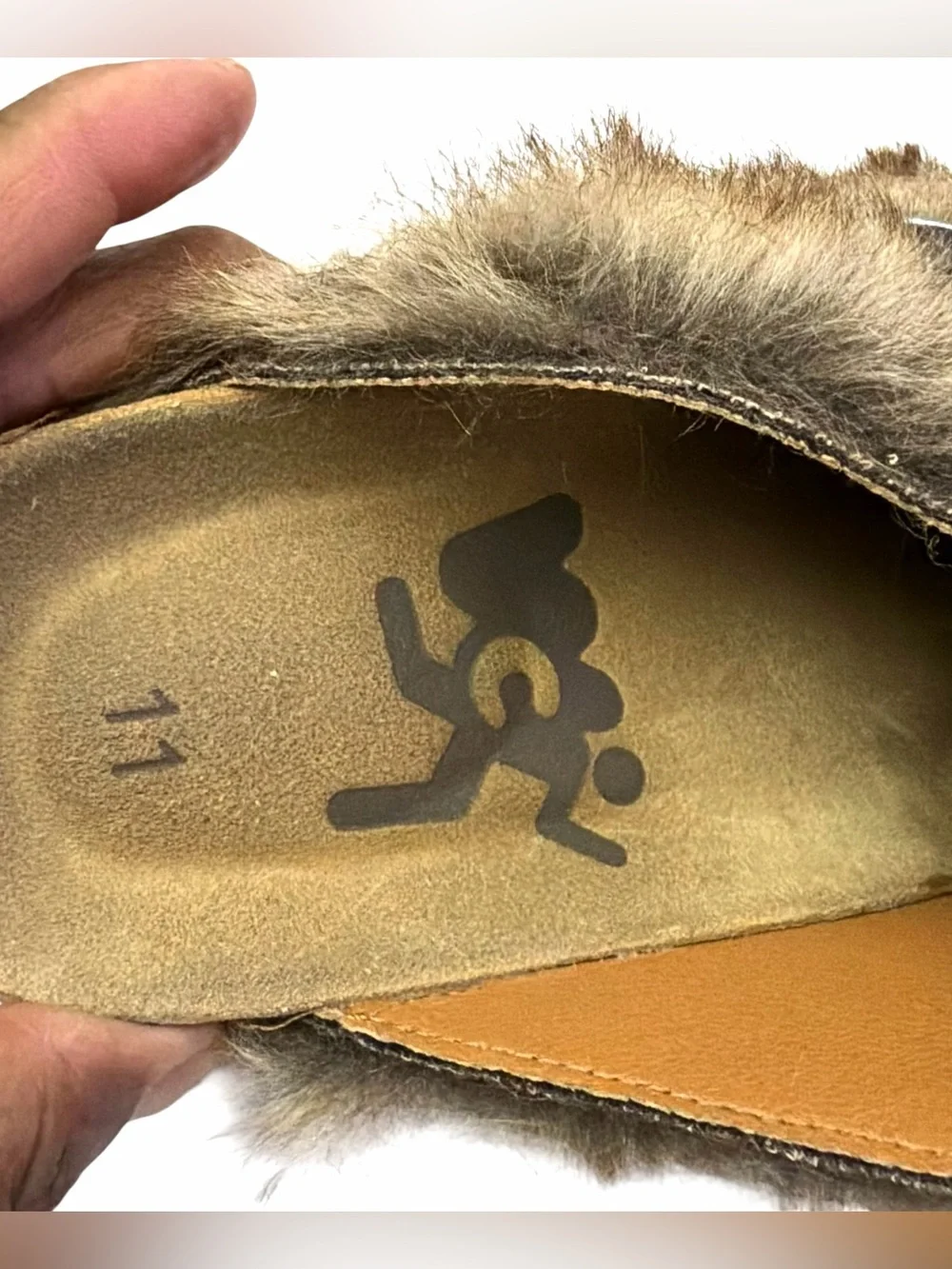 Tabi Men’s Tan Brown Fur-Lined Split-Toe Clogs Shoes Size 11 Medium